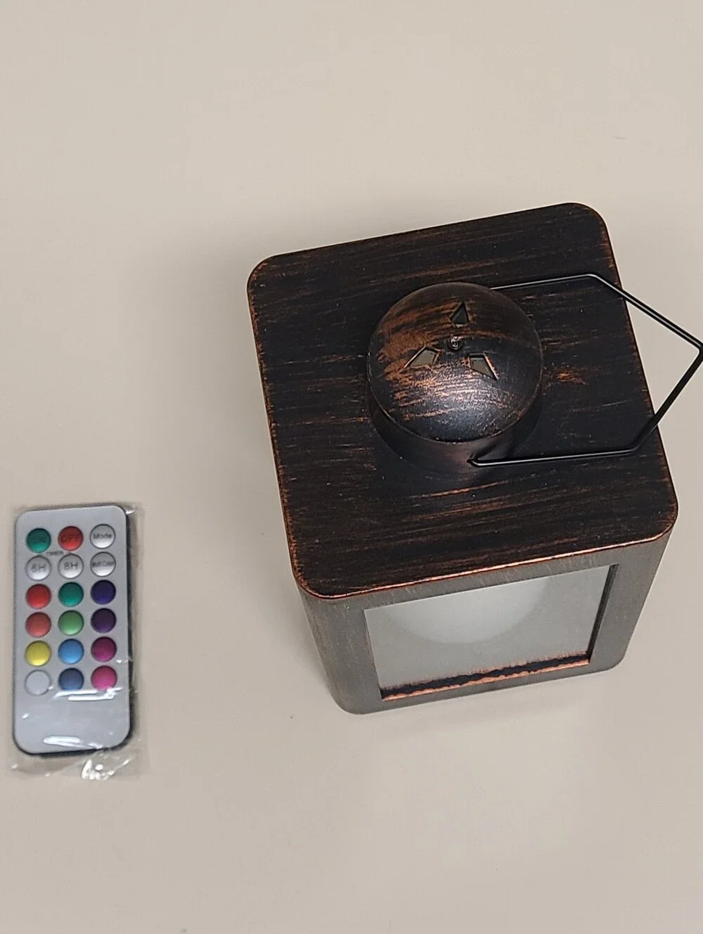 Rustic Bronze LED Lantern with remote